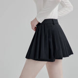 High Waist Half Pleated Shorts Skirt
