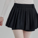 High Waist Half Pleated Shorts Skirt