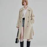 Double-Breasted Trench Coat with Classic Lapel Design