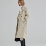 Double-Breasted Trench Coat with Classic Lapel Design