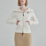 Modern Casual Zip-Up Hooded Knit Jacket