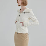 Modern Casual Zip-Up Hooded Knit Jacket