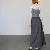 Sophisticated Charcoal Grey A-line Maxi Skirt with Button Detail