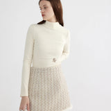 Women's Elegant Turtleneck Top with Embroidered Detail