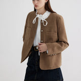 Elegant Front Buttoned Cropped Jacket for Women
