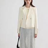 Elegant Luxe Solid Color Women's Cropped Blazer
