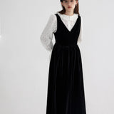 Elegant Black Velvet Slip Dress