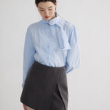 Ladies' Tie-Neck Blouse with Elegant Buttoned Cuffs