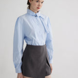 Ladies' Tie-Neck Blouse with Elegant Buttoned Cuffs