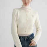 Women's Chic Cropped Cardigan with Front Buttons
