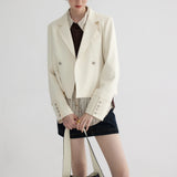 Elegant Luxe Solid Color Women's Cropped Blazer