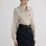Tailored Striped Shirt with Embroidered Detail