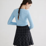 Women's Long Sleeve Knit Top with Asymmetric Hem
