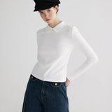 Chic White Collared Knit Top