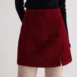 Glittering Mini Skirt with Side Slit