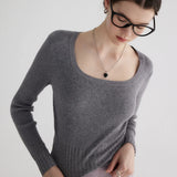 Fitted Round Neck Long Sleeve Knit Top