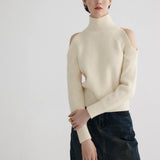 Elegant Turtleneck Cold-Shoulder Knit Top