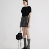 High-Waisted Ombre Denim Mini Skirt