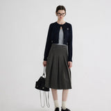 Women's High-Waisted Pleated Midi Skirt