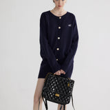 Elegant Textured Knit Cardigan and Skirt Set