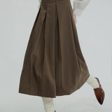 Women's Elegant Pleated Midi Skirt with Cinched Belt Detail