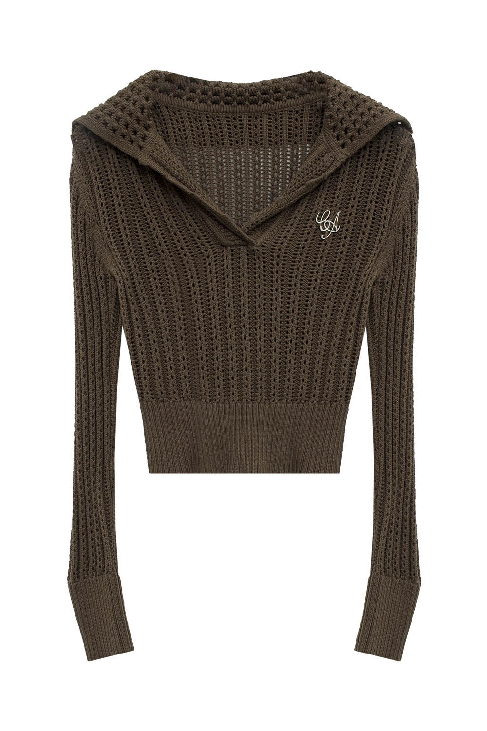 Sweater Bertudung Knit Ringan Wanita dengan Perincian Renda