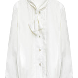 Women's Sophisticated Tie-Neck Blouse with Buttoned Cuffs