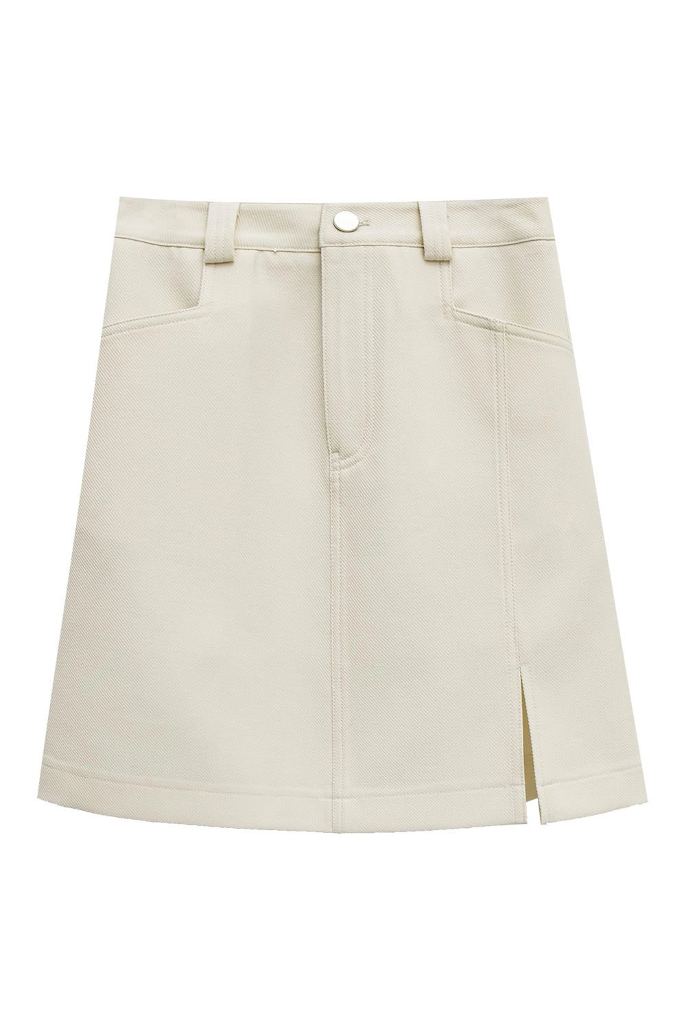 Skirt Mini Pinggang Tinggi Slim-Fit Wanita dengan Gelung Tali Pinggang dan Celah Sisi