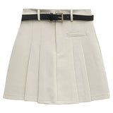Skirt Mini Bertali A-Line dengan Butiran Berlipat