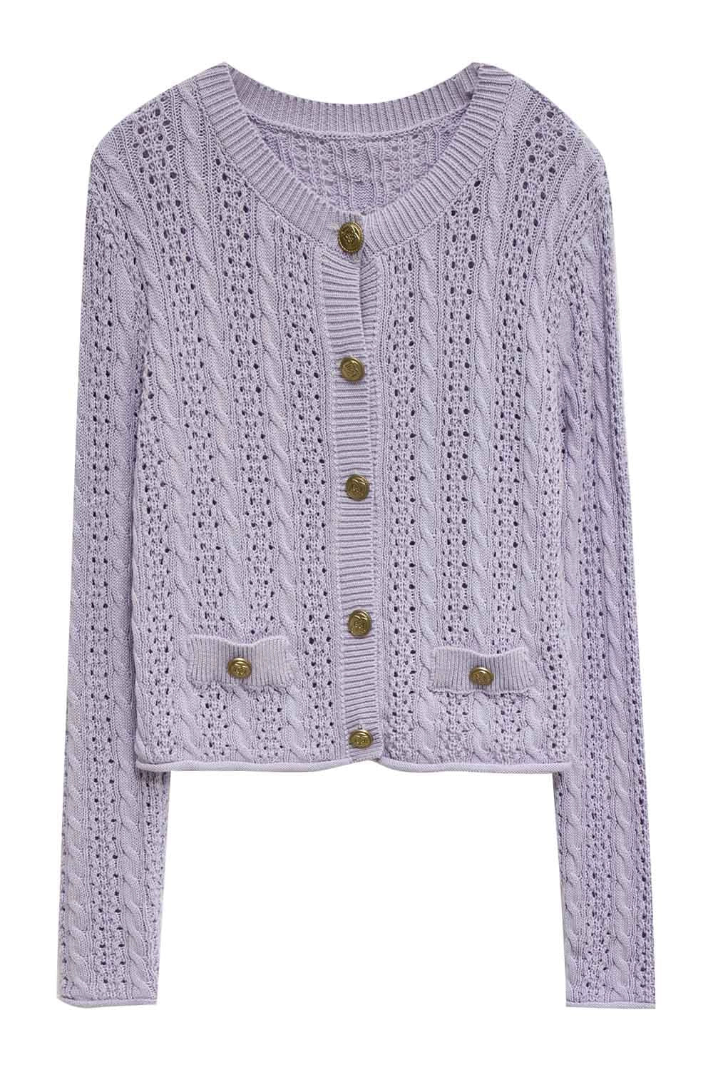 Women's Vintage Knit Cardigan V-Neck Single Breasted Long Sleeve Sweater