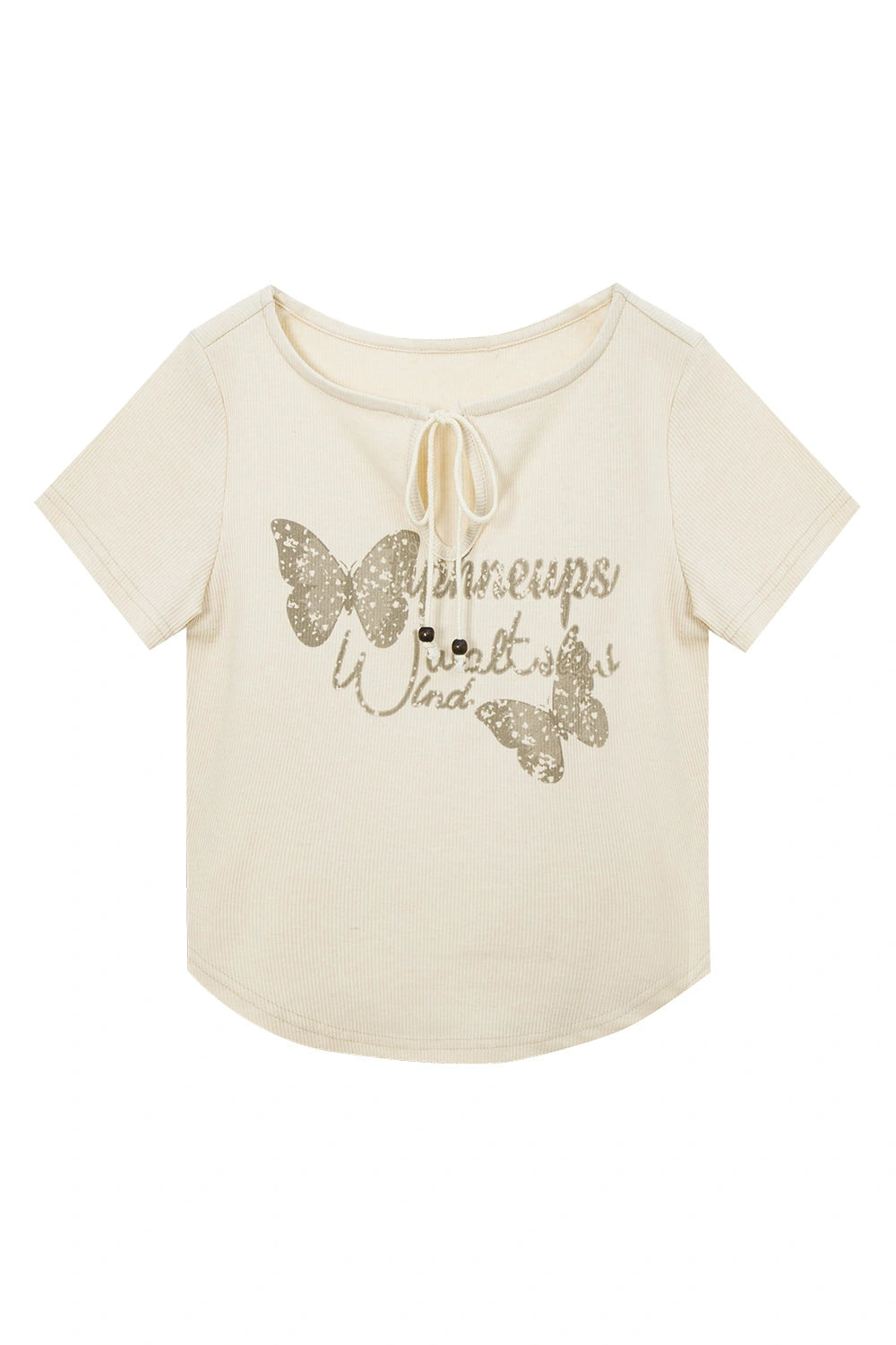 Áo thun tay ngắn họa tiết có họa tiết hình con bướm và câu nói truyền cảm hứng
