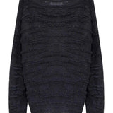 Sweater Pullover Krim Tekstur Selesa dengan Trim Berusuk