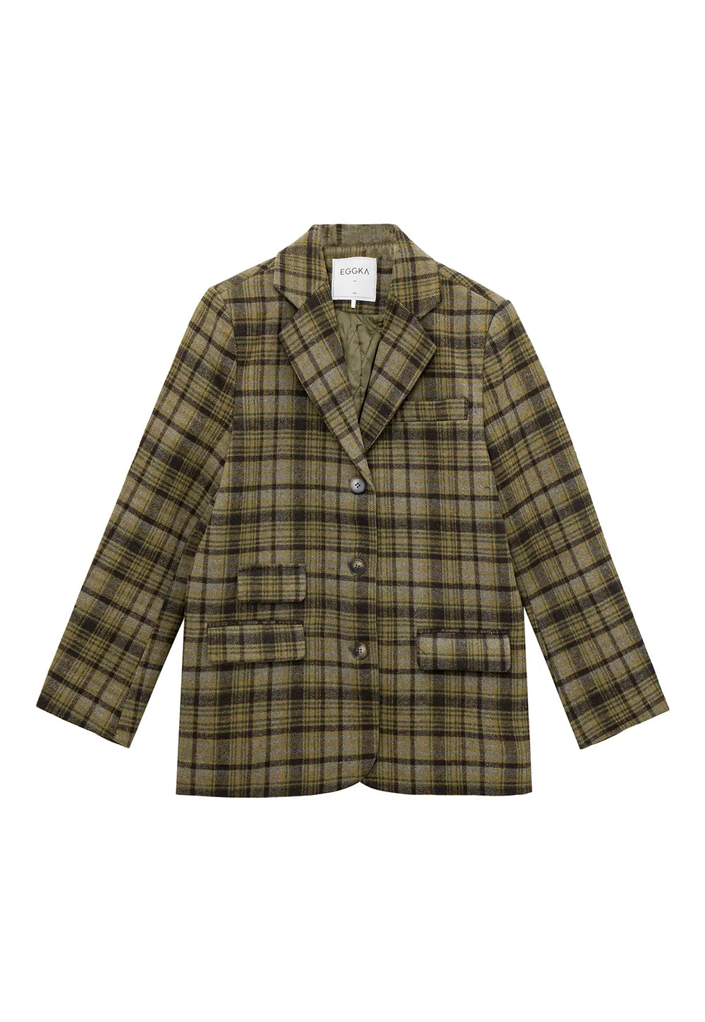 Timeless Plaid Single-Breasted Blazer with Notched Lapels and Flap Pockets