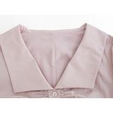 Gaun Midi Button-Down Elegan dengan Kolar Lembut