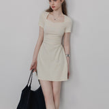 Women's Minimalist Short-Sleeve Dress