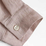 Baju Linen Berbutang-Bawah Wanita - Muat Santai dengan Poket Depan