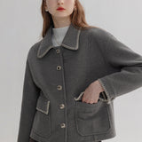 Woolen Women's Jacket with Buttons - Versatile for Everyday Wear