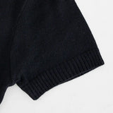 Sweater Lengan Pendek Berusuk Bergaya dengan Garis Leher Krew