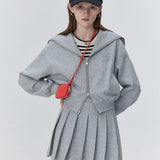 Sporty Zip-Up Hoodie and Pleated Skirt Set
