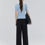 Sophisticated Cross-Front Ribbed  Top