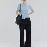 Sophisticated Cross-Front Ribbed  Top