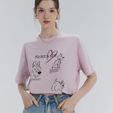 기발한 동물 세레나데 그래픽 티셔츠 - 예술적인 캐주얼웨어