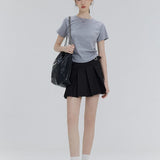 Chic High-Waisted Pleated Skirt with Trendy Side Buckle
