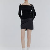 Skirt Mini Balut Asymmetric Moden – Gaya Mudah untuk Setiap Majlis