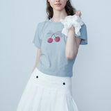 Cute Cherry Bow Print T-Shirt for Casual Summer Days