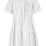 Váy midi buộc dây phía trước có thể điều chỉnh với tay áo bồng bềnh