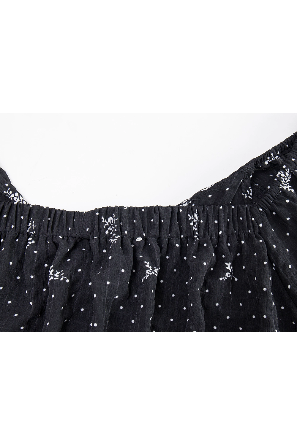 Women's Black Floral Print Ruffle Short Sleeve Top
