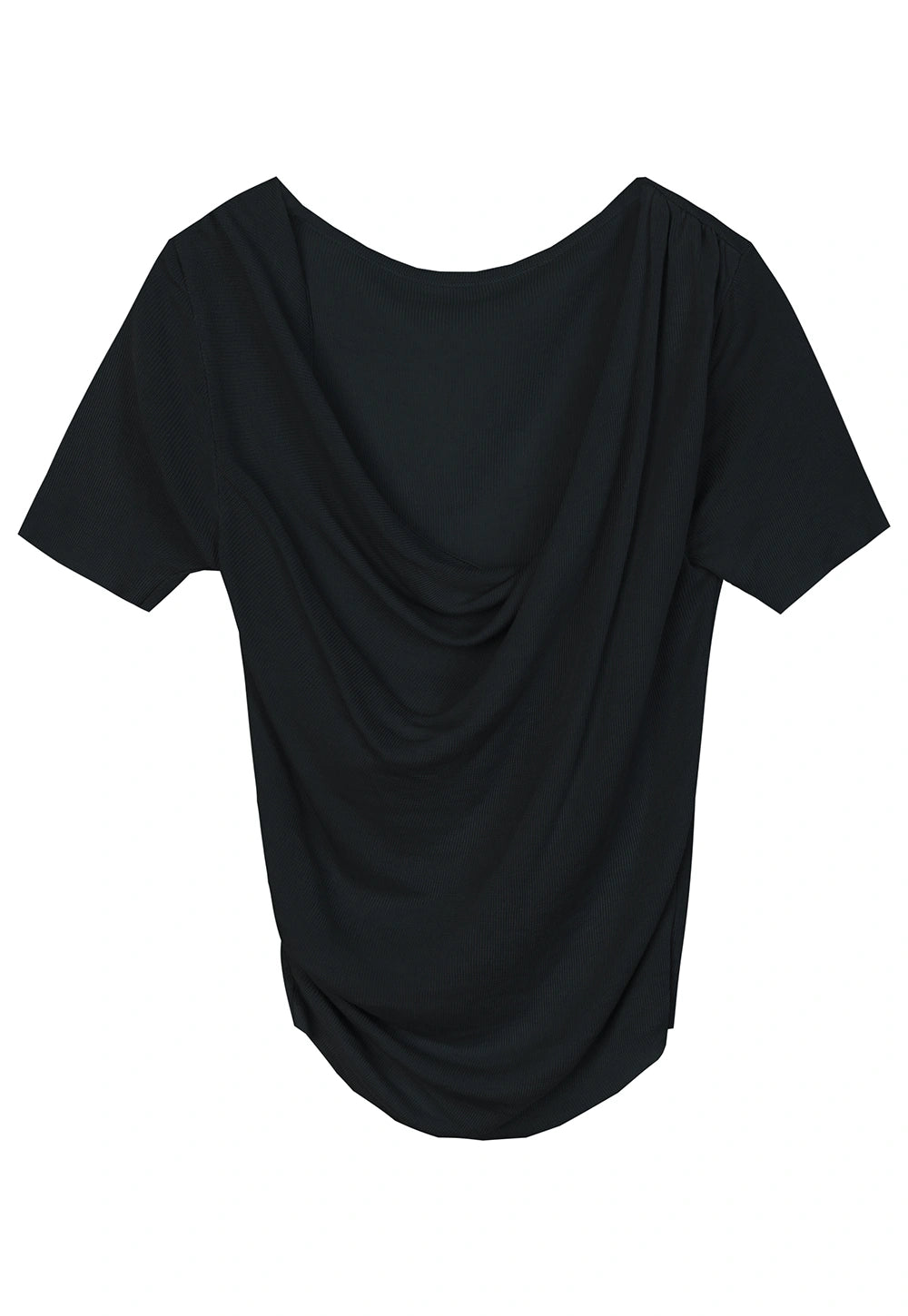 Women's Draped T-Shirt - Asymmetrical Neckline, Soft Fabric, Perfect for Elegant Casual Style