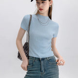 Lightweight Ribbed Knit Tee for a Casual Chic Look