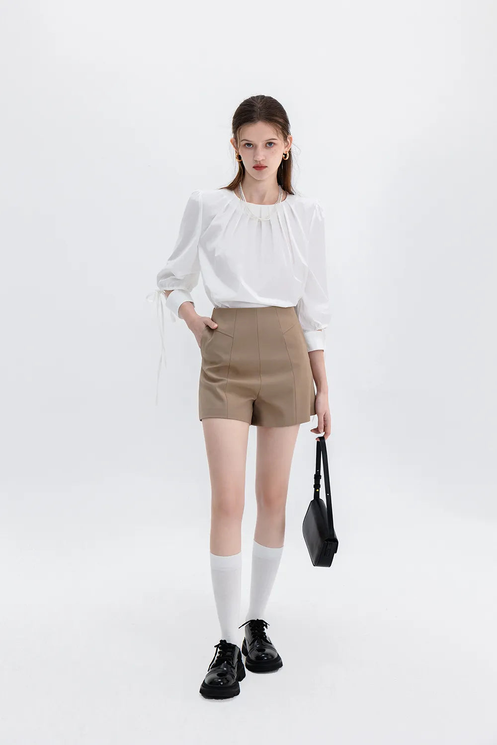 Women's High-Waisted Pleated Shorts - Tailored Design